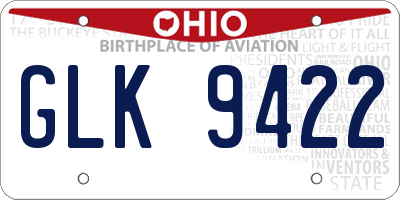 OH license plate GLK9422