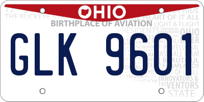 OH license plate GLK9601