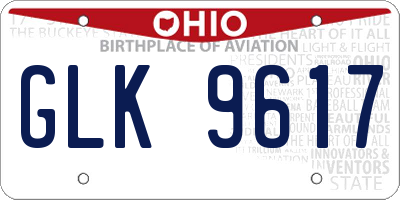 OH license plate GLK9617