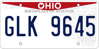 OH license plate GLK9645