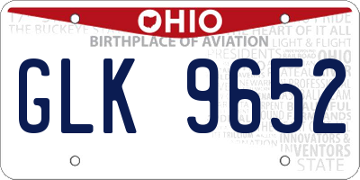 OH license plate GLK9652