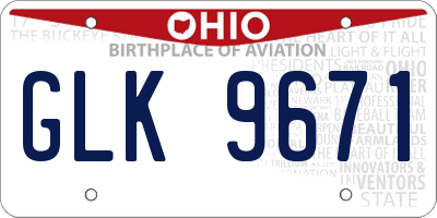 OH license plate GLK9671