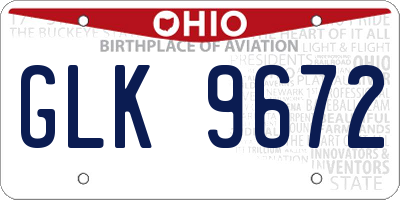 OH license plate GLK9672
