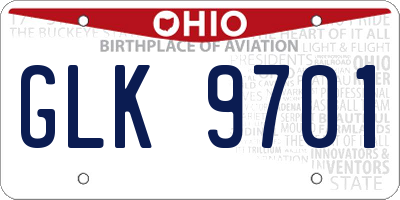 OH license plate GLK9701