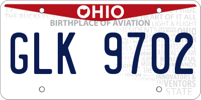 OH license plate GLK9702