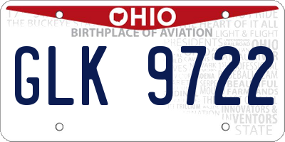 OH license plate GLK9722