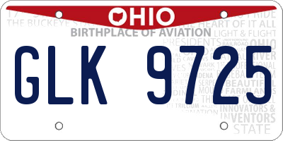 OH license plate GLK9725