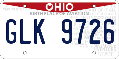 OH license plate GLK9726
