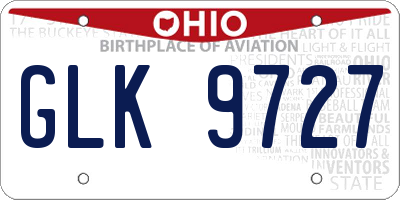OH license plate GLK9727