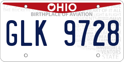 OH license plate GLK9728