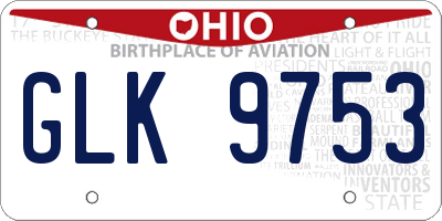 OH license plate GLK9753