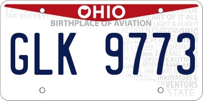 OH license plate GLK9773