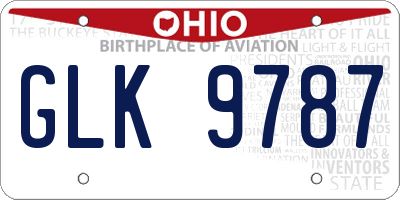 OH license plate GLK9787