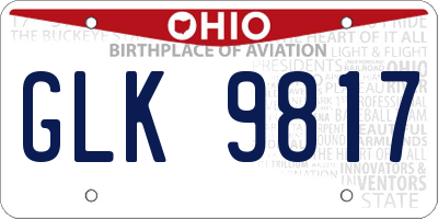 OH license plate GLK9817