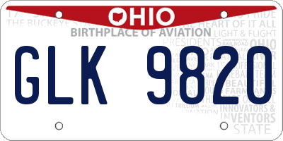OH license plate GLK9820