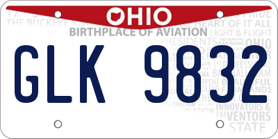 OH license plate GLK9832