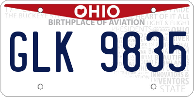 OH license plate GLK9835