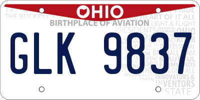 OH license plate GLK9837