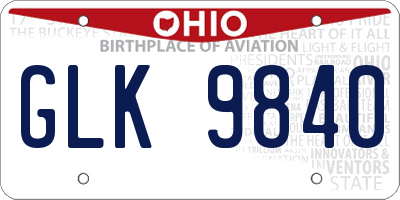 OH license plate GLK9840