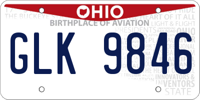 OH license plate GLK9846