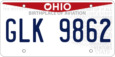 OH license plate GLK9862
