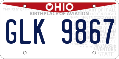 OH license plate GLK9867