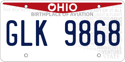 OH license plate GLK9868