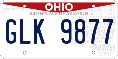 OH license plate GLK9877