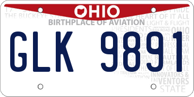 OH license plate GLK9891