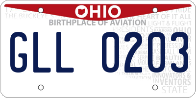 OH license plate GLL0203