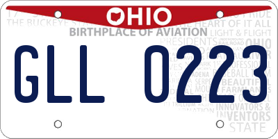 OH license plate GLL0223