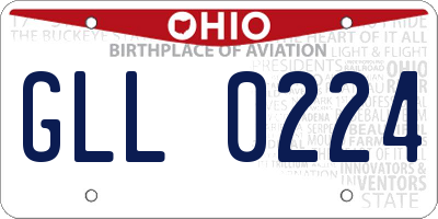 OH license plate GLL0224