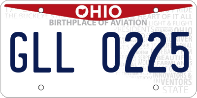 OH license plate GLL0225