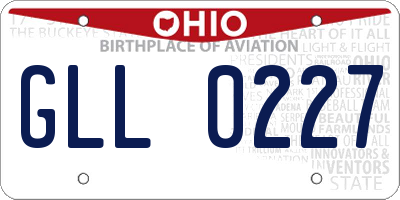 OH license plate GLL0227