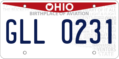OH license plate GLL0231