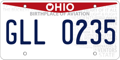 OH license plate GLL0235