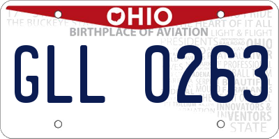 OH license plate GLL0263