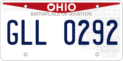 OH license plate GLL0292