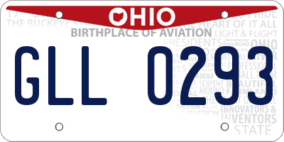 OH license plate GLL0293