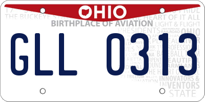 OH license plate GLL0313