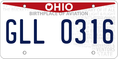 OH license plate GLL0316