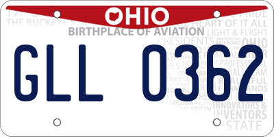 OH license plate GLL0362