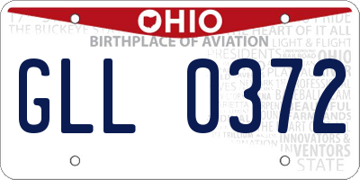 OH license plate GLL0372