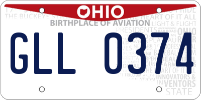OH license plate GLL0374