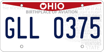 OH license plate GLL0375