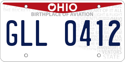 OH license plate GLL0412