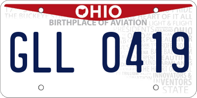 OH license plate GLL0419
