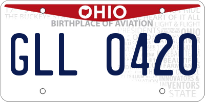 OH license plate GLL0420