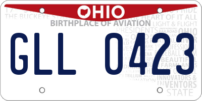OH license plate GLL0423