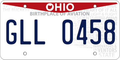 OH license plate GLL0458